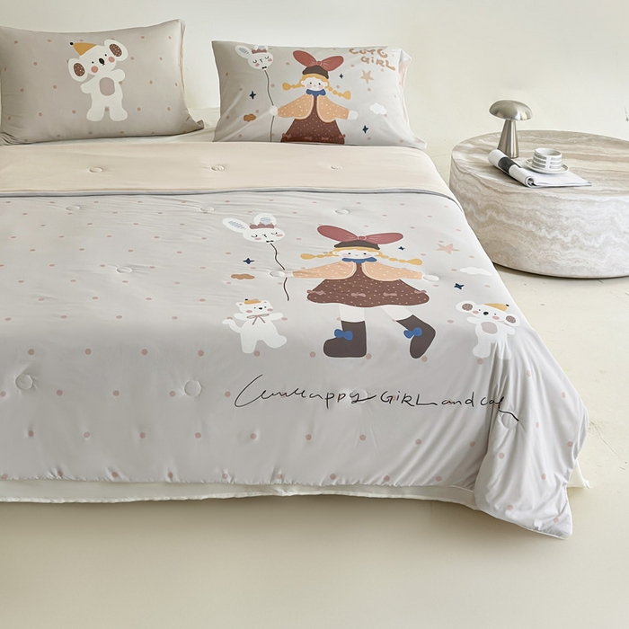 91家纺网 家纺一手货源 找家纺 豪美鑫 2026新款大版凉感夏被 萌宠小妹