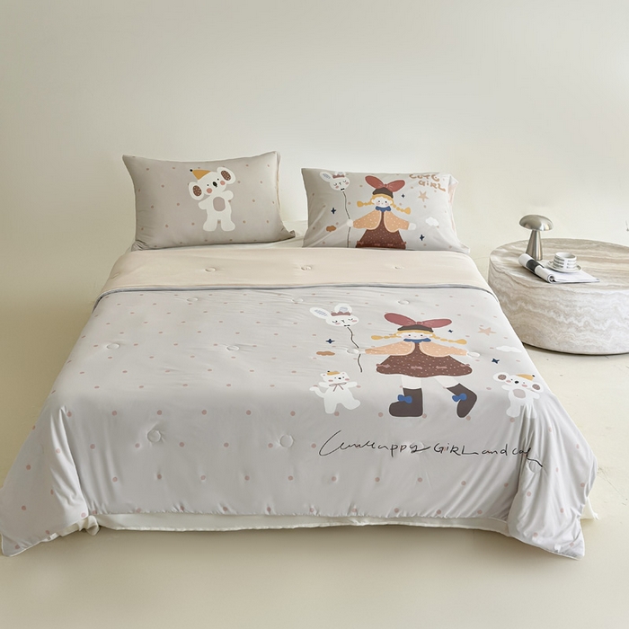 91家纺网 家纺一手货源 找家纺 豪美鑫 2026新款大版凉感夏被 萌宠小妹