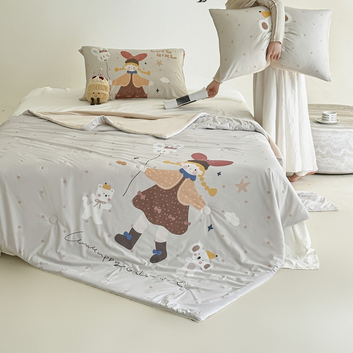 91家纺网 家纺一手货源 找家纺 豪美鑫 2026新款大版凉感夏被 萌宠小妹