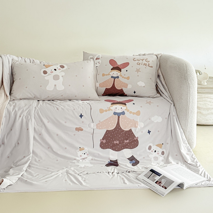 91家纺网 家纺一手货源 找家纺 豪美鑫 2026新款大版凉感夏被 萌宠小妹