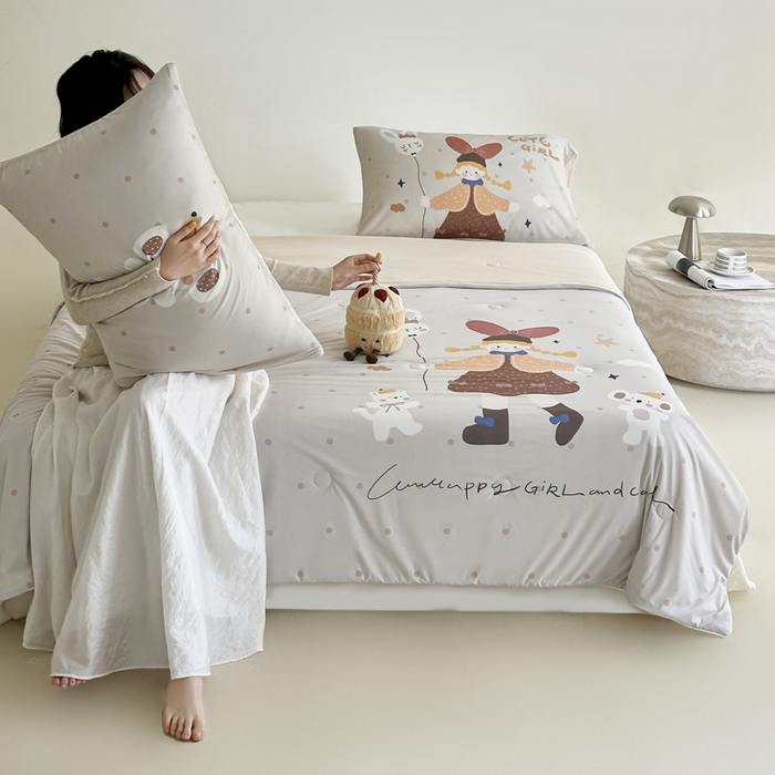 91家纺网 家纺一手货源 找家纺 豪美鑫 2026新款大版凉感夏被 萌宠小妹