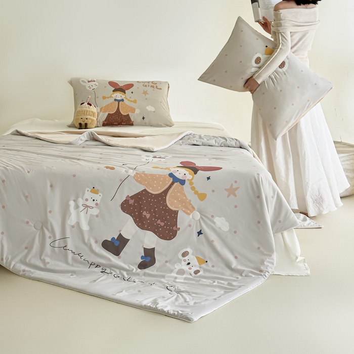 91家纺网 家纺一手货源 找家纺 豪美鑫 2026新款大版凉感夏被 萌宠小妹