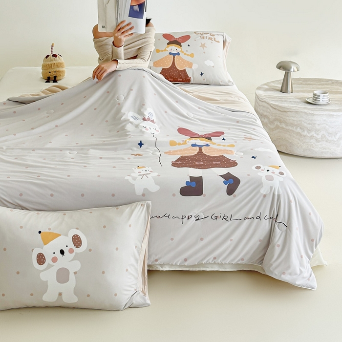 91家纺网 家纺一手货源 找家纺 豪美鑫 2026新款大版凉感夏被 萌宠小妹