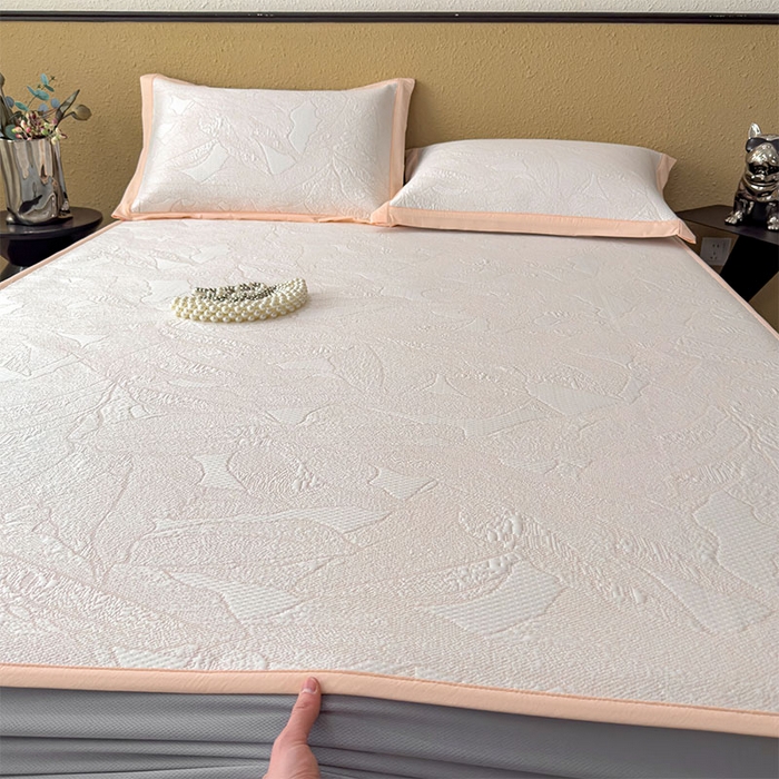 91家纺网 家纺一手货源 找家纺 宜派家纺 2026新款凉感过0.21夏天家用床单软席子可机洗空调席夏季高端华夫格凉席三件套 家大叶大-贝壳粉-床笠