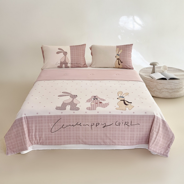 91家纺网 家纺一手货源 找家纺 豪美鑫 2026新款大版凉感夏被 三只小兔