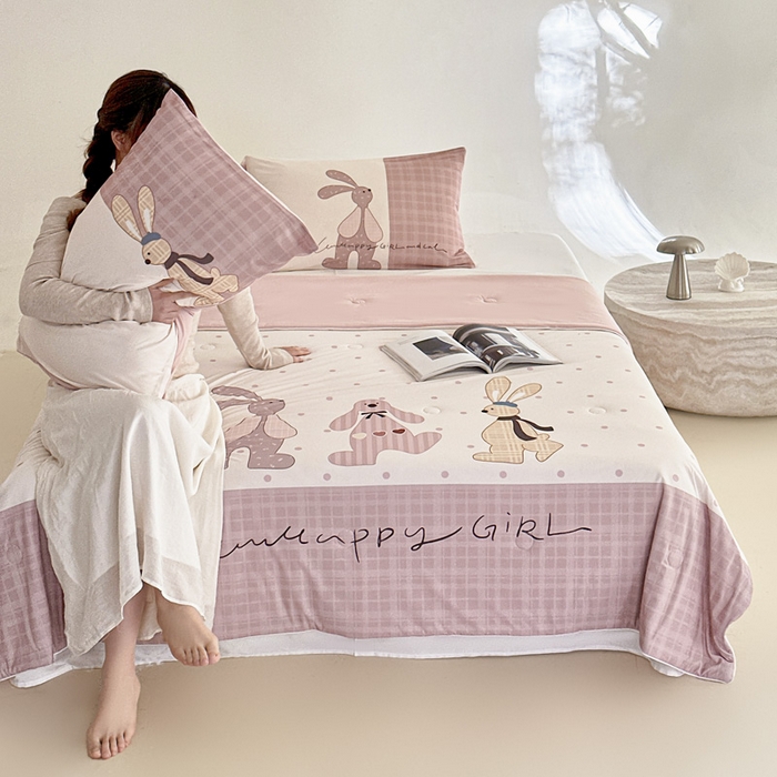 91家纺网 家纺一手货源 找家纺 豪美鑫 2026新款大版凉感夏被 三只小兔