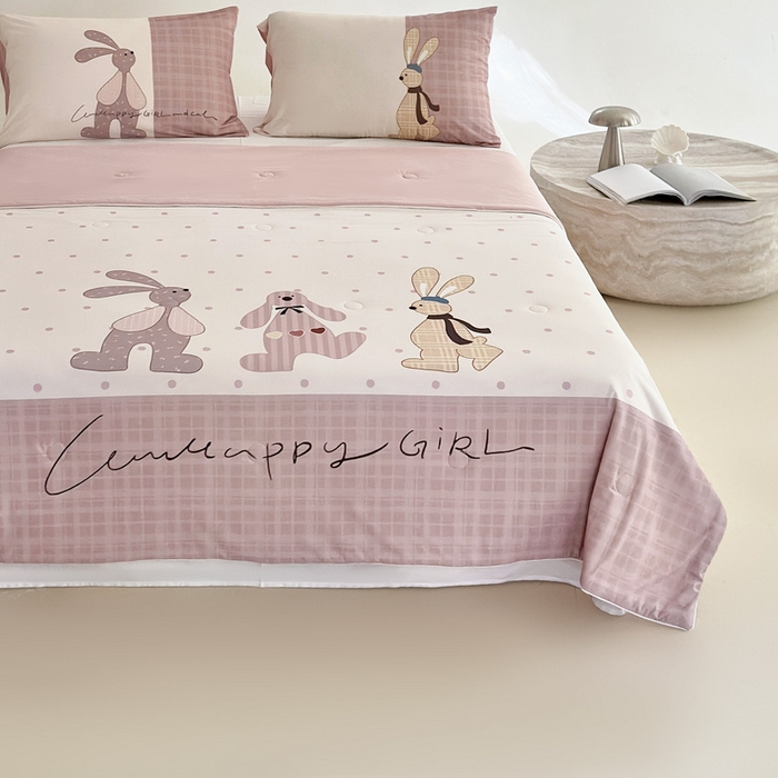 91家纺网 家纺一手货源 找家纺 豪美鑫 2026新款大版凉感夏被 三只小兔