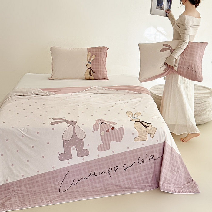 91家纺网 家纺一手货源 找家纺 豪美鑫 2026新款大版凉感夏被 三只小兔