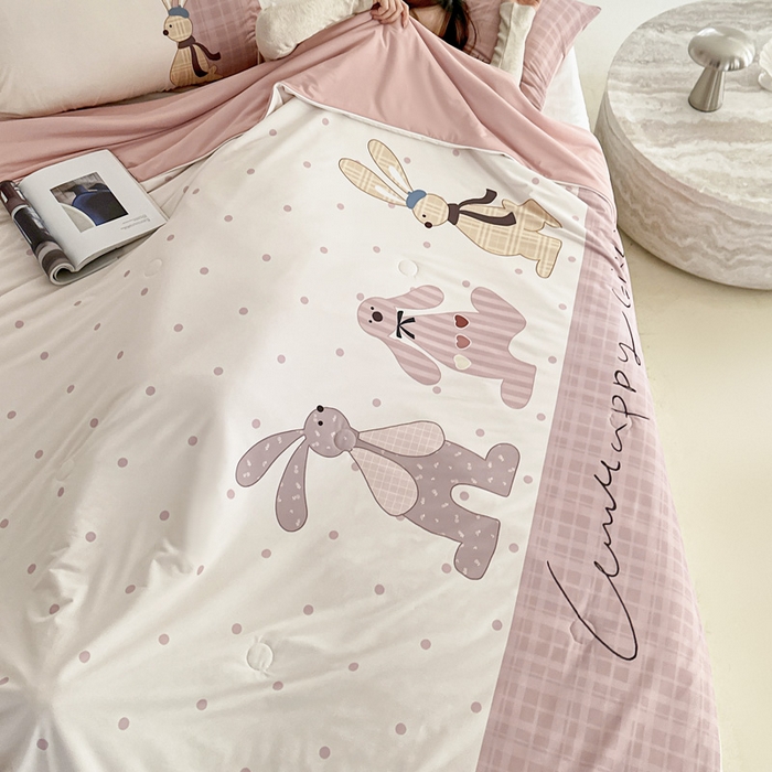 91家纺网 家纺一手货源 找家纺 豪美鑫 2026新款大版凉感夏被 三只小兔