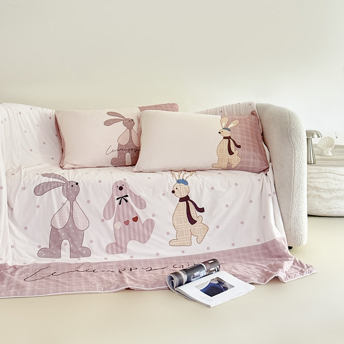 91家纺网 家纺一手货源 找家纺 豪美鑫 2026新款大版凉感夏被 三只小兔