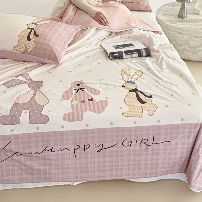 91家纺网 家纺一手货源 找家纺 豪美鑫 2026新款大版凉感夏被 三只小兔