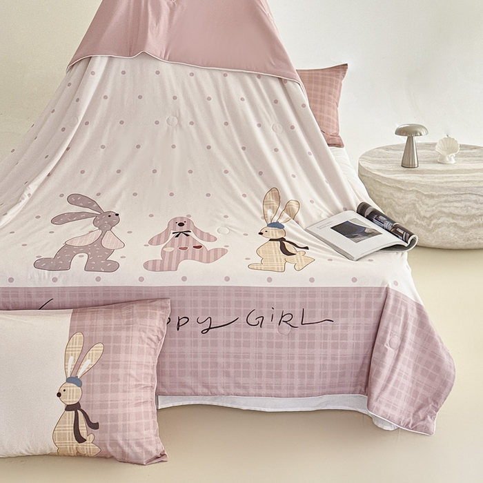 91家纺网 家纺一手货源 找家纺 豪美鑫 2026新款大版凉感夏被 三只小兔