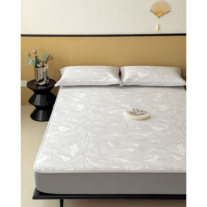 91家纺网 家纺一手货源 找家纺 宜派家纺 2026新款凉感过0.21夏天家用床单软席子可机洗空调席夏季高端华夫格凉席三件套 家大叶大-沥青浅灰-床笠