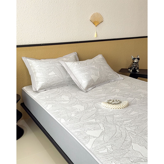 91家纺网 家纺一手货源 找家纺 宜派家纺 2026新款凉感过0.21夏天家用床单软席子可机洗空调席夏季高端华夫格凉席三件套 家大叶大-沥青浅灰-床笠