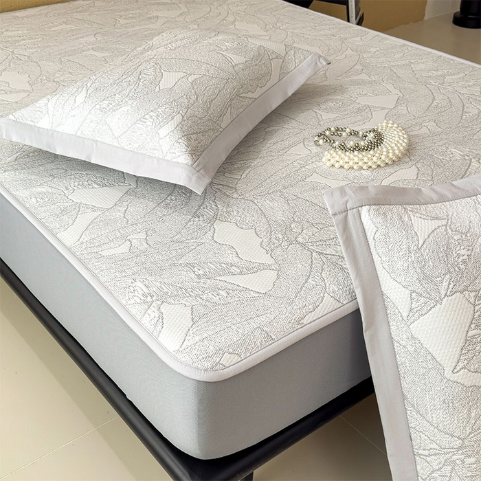 91家纺网 家纺一手货源 找家纺 宜派家纺 2026新款凉感过0.21夏天家用床单软席子可机洗空调席夏季高端华夫格凉席三件套 家大叶大-沥青浅灰-床笠