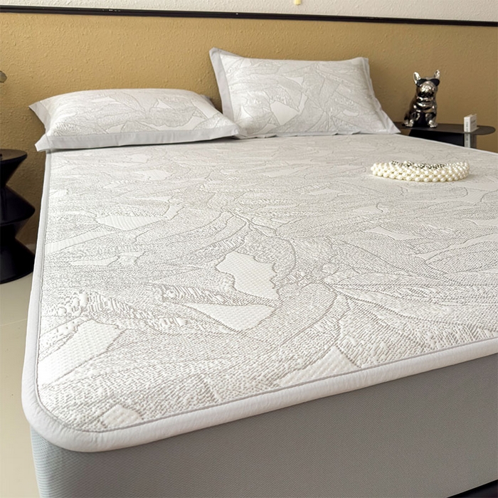 91家纺网 家纺一手货源 找家纺 宜派家纺 2026新款凉感过0.21夏天家用床单软席子可机洗空调席夏季高端华夫格凉席三件套 家大叶大-沥青浅灰-床笠