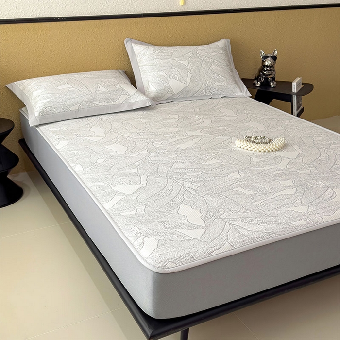 91家纺网 家纺一手货源 找家纺 宜派家纺 2026新款凉感过0.21夏天家用床单软席子可机洗空调席夏季高端华夫格凉席三件套 家大叶大-沥青浅灰-床笠