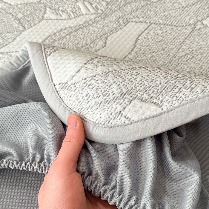 91家纺网 家纺一手货源 找家纺 宜派家纺 2026新款凉感过0.21夏天家用床单软席子可机洗空调席夏季高端华夫格凉席三件套 家大叶大-沥青浅灰-床笠