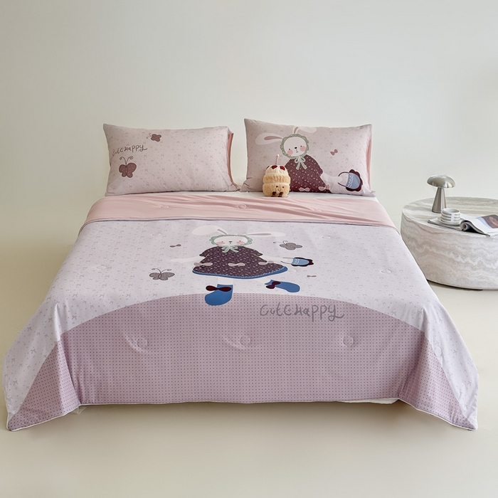 91家纺网 家纺一手货源 找家纺 豪美鑫 2026新款大版凉感夏被 森系小兔