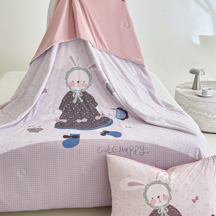 91家纺网 家纺一手货源 找家纺 豪美鑫 2026新款大版凉感夏被 森系小兔