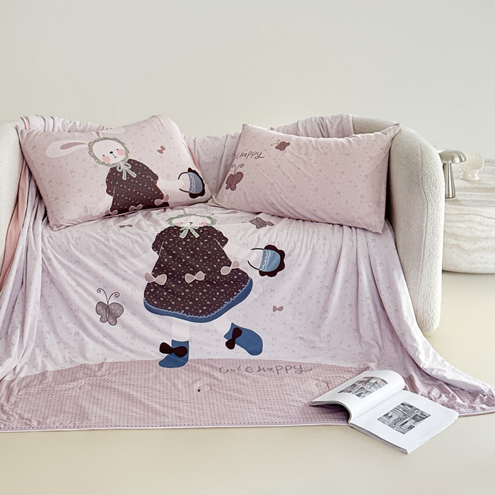 91家纺网 家纺一手货源 找家纺 豪美鑫 2026新款大版凉感夏被 森系小兔