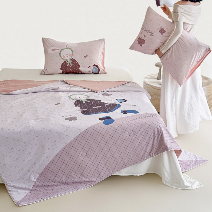 91家纺网 家纺一手货源 找家纺 豪美鑫 2026新款大版凉感夏被 森系小兔