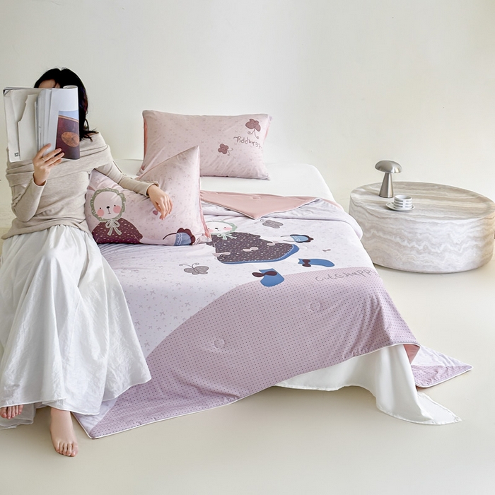 91家纺网 家纺一手货源 找家纺 豪美鑫 2026新款大版凉感夏被 森系小兔