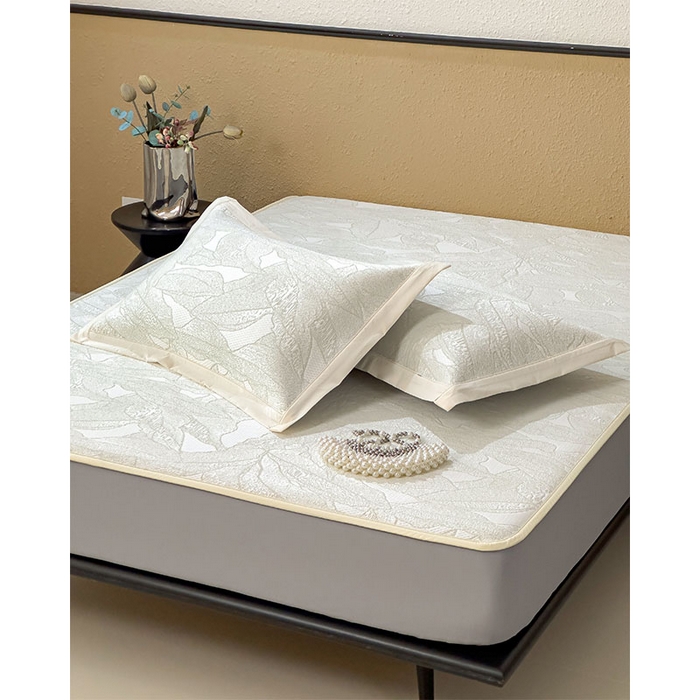 91家纺网 家纺一手货源 找家纺 宜派家纺 2026新款凉感过0.21夏天家用床单软席子可机洗空调席夏季高端华夫格凉席三件套 家大叶大-松果绿-床笠