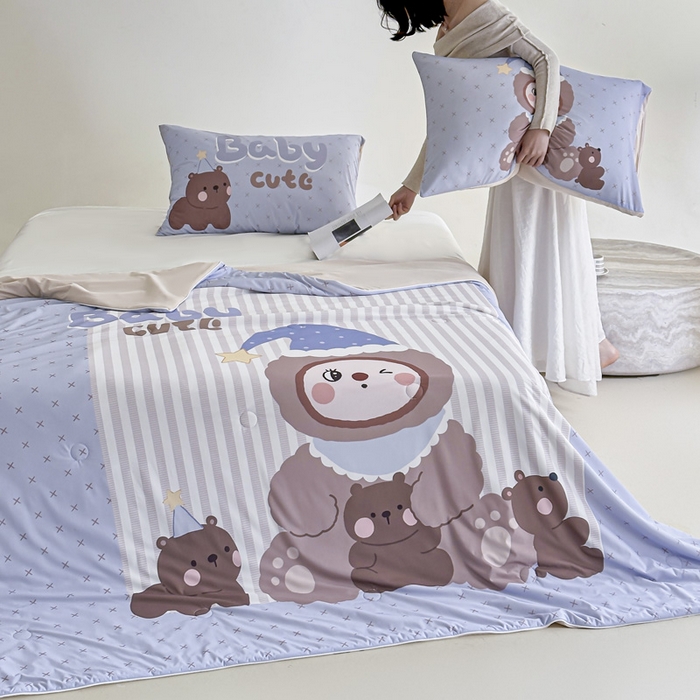 91家纺网 家纺一手货源 找家纺 豪美鑫 2026新款大版凉感夏被 熊堆堆