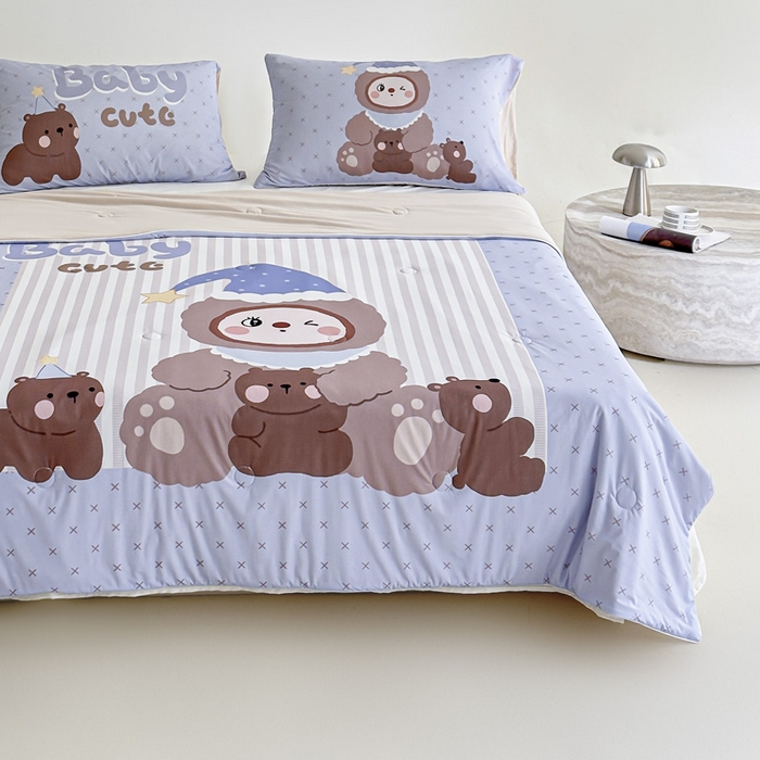 91家纺网 家纺一手货源 找家纺 豪美鑫 2026新款大版凉感夏被 熊堆堆