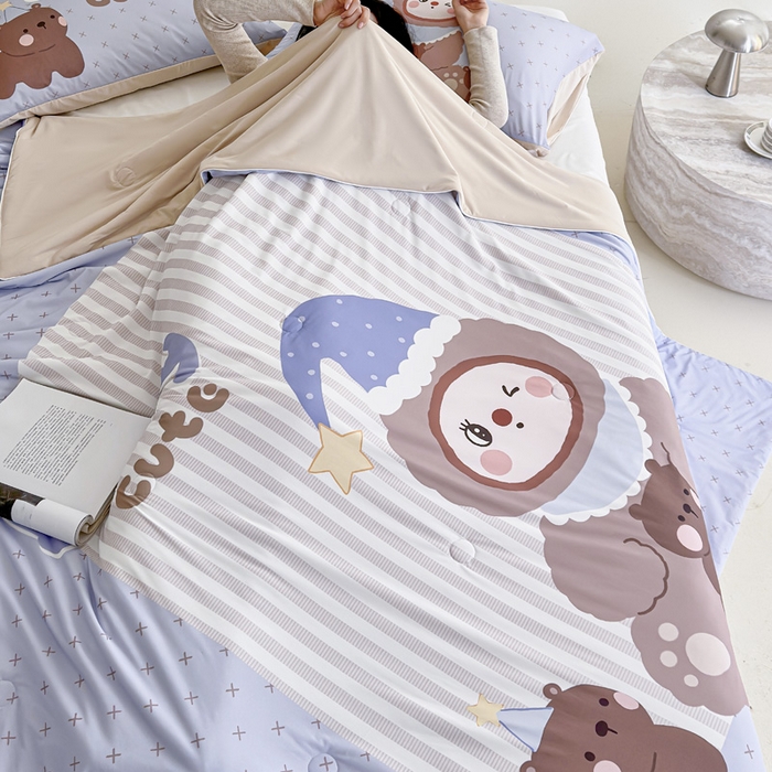 91家纺网 家纺一手货源 找家纺 豪美鑫 2026新款大版凉感夏被 熊堆堆