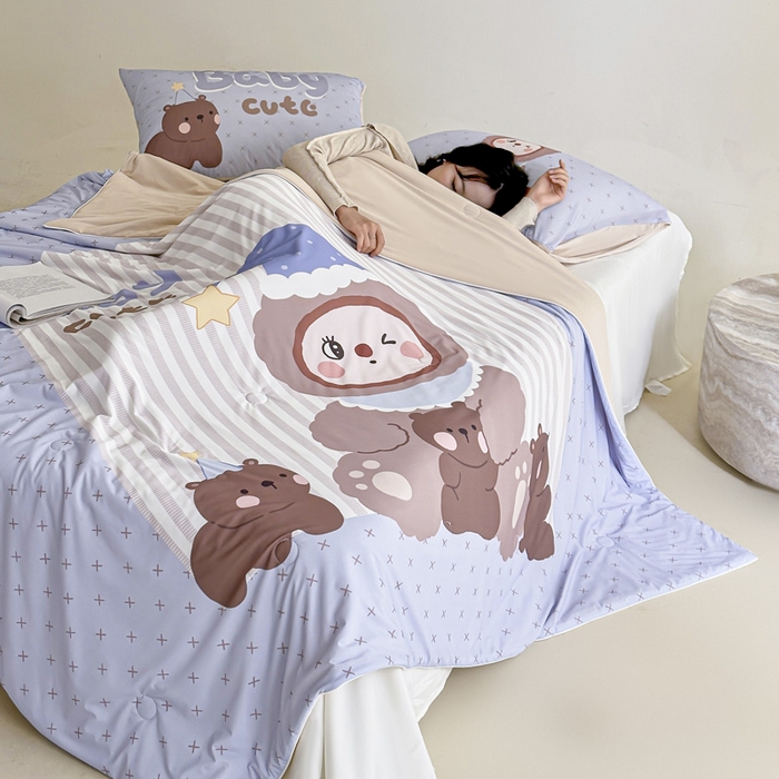 91家纺网 家纺一手货源 找家纺 豪美鑫 2026新款大版凉感夏被 熊堆堆