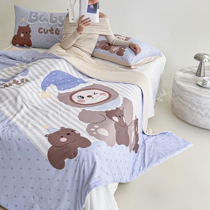 91家纺网 家纺一手货源 找家纺 豪美鑫 2026新款大版凉感夏被 熊堆堆