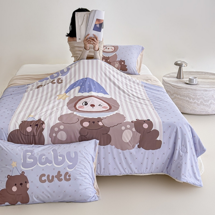 91家纺网 家纺一手货源 找家纺 豪美鑫 2026新款大版凉感夏被 熊堆堆