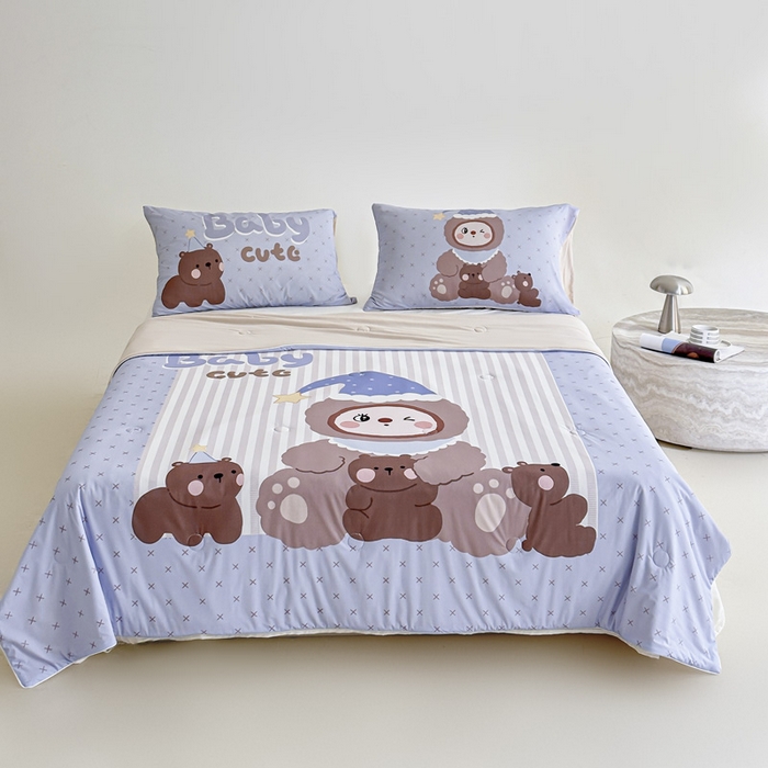 91家纺网 家纺一手货源 找家纺 豪美鑫 2026新款大版凉感夏被 熊堆堆