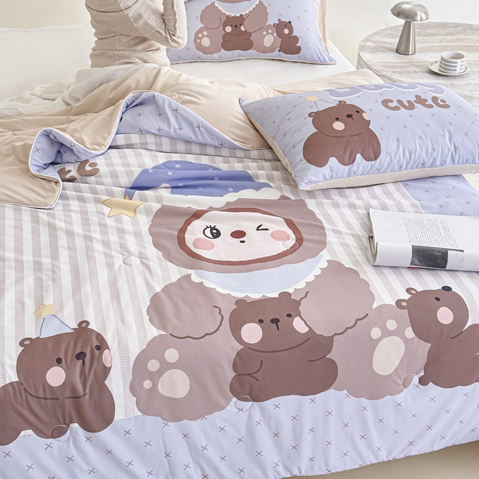 91家纺网 家纺一手货源 找家纺 豪美鑫 2026新款大版凉感夏被 熊堆堆