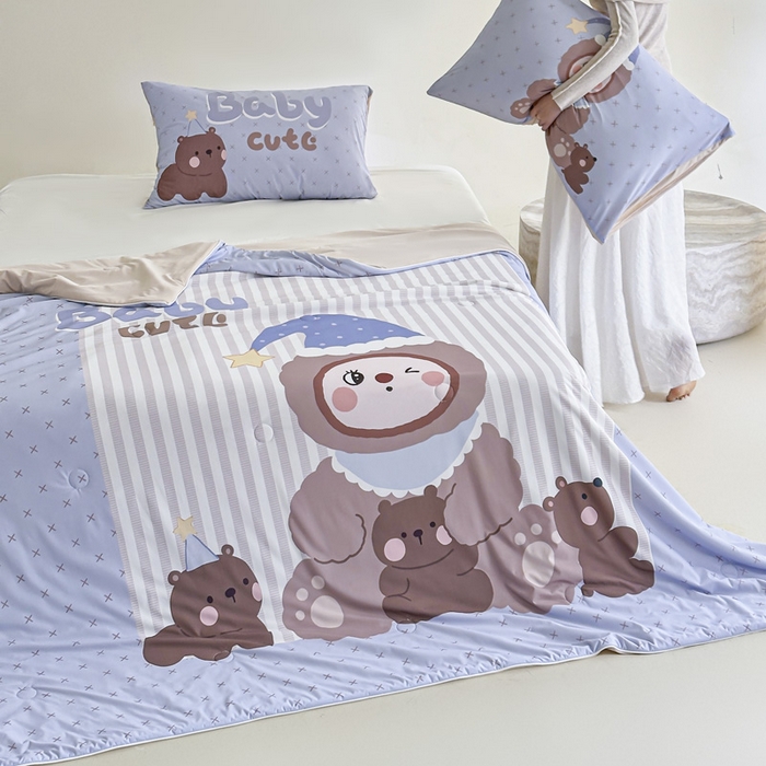 91家纺网 家纺一手货源 找家纺 豪美鑫 2026新款大版凉感夏被 熊堆堆