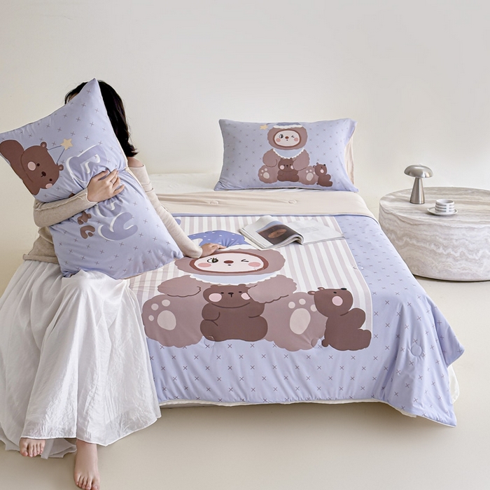 91家纺网 家纺一手货源 找家纺 豪美鑫 2026新款大版凉感夏被 熊堆堆