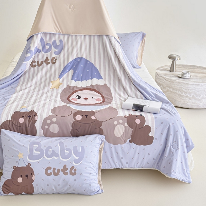 91家纺网 家纺一手货源 找家纺 豪美鑫 2026新款大版凉感夏被 熊堆堆