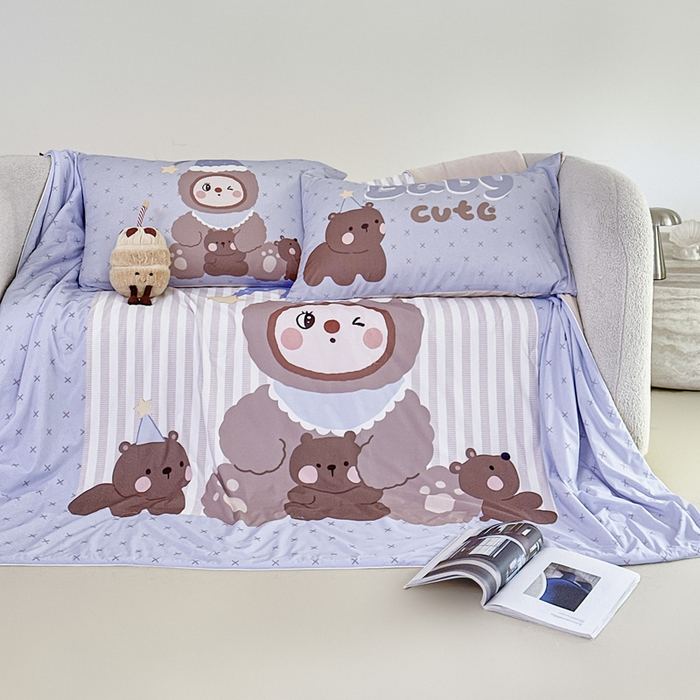 91家纺网 家纺一手货源 找家纺 豪美鑫 2026新款大版凉感夏被 熊堆堆