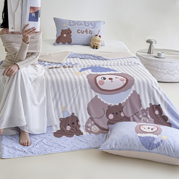 91家纺网 家纺一手货源 找家纺 豪美鑫 2026新款大版凉感夏被 熊堆堆