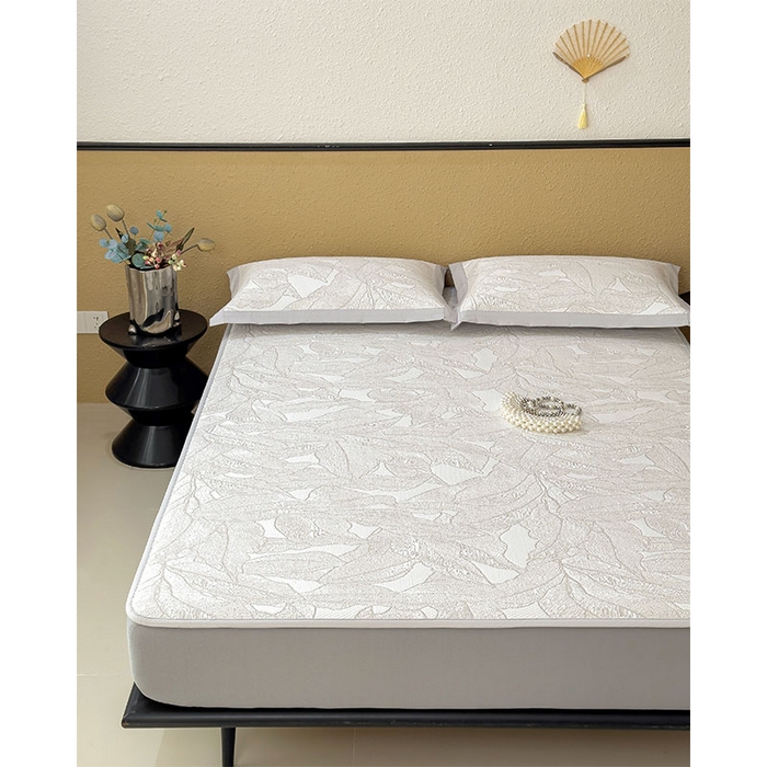 91家纺网 家纺一手货源 找家纺 宜派家纺 2026新款凉感过0.21夏天家用床单软席子可机洗空调席夏季高端华夫格凉席三件套 家大叶大-棕雾咖-床笠