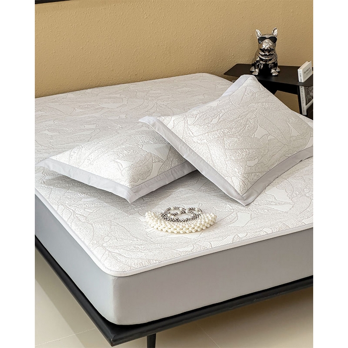 91家纺网 家纺一手货源 找家纺 宜派家纺 2026新款凉感过0.21夏天家用床单软席子可机洗空调席夏季高端华夫格凉席三件套 家大叶大-棕雾咖-床笠