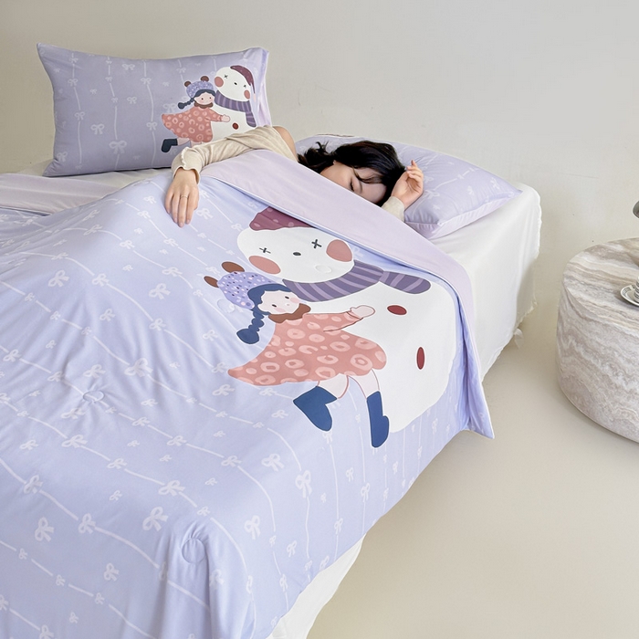 91家纺网 家纺一手货源 找家纺 豪美鑫 2026新款大版凉感夏被 雪娃娃