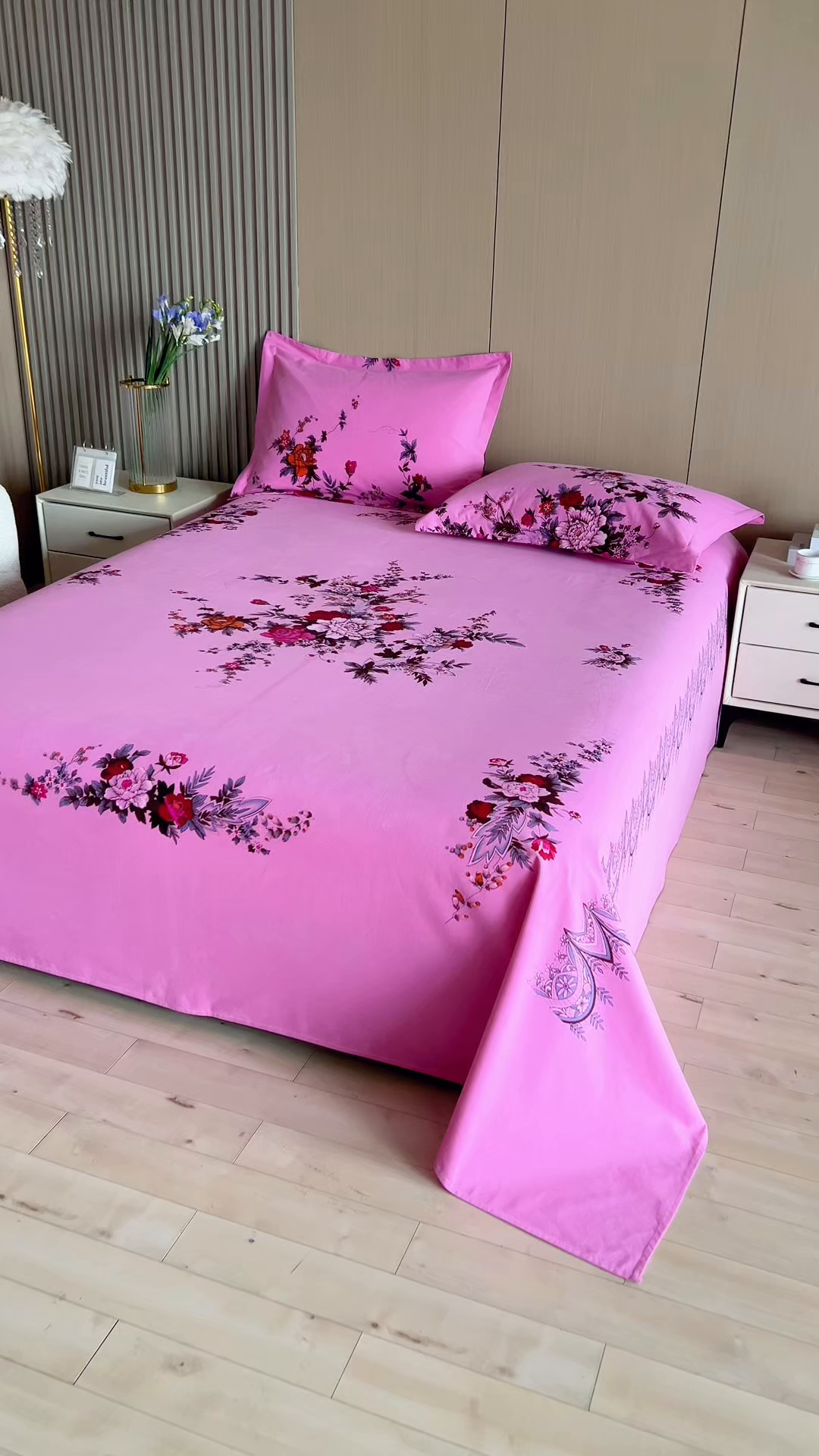 91家纺网 家纺一手货源 找家纺 居美良品 2026新款100%全棉国民老上海纯棉A类老式新疆棉床单 牡丹古韵-粉色