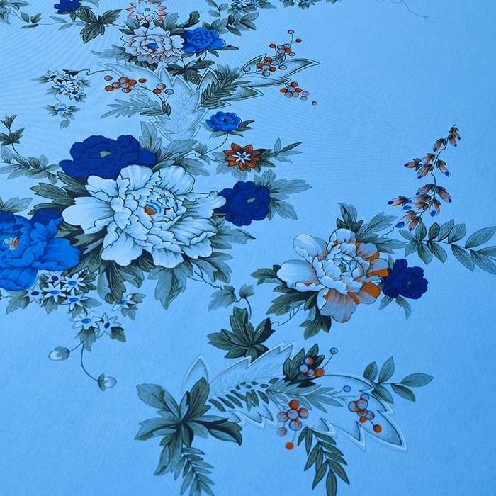 91家纺网 家纺一手货源 找家纺 居美良品 2026新款100%全棉国民老上海纯棉A类老式新疆棉床单 牡丹古韵-蓝色