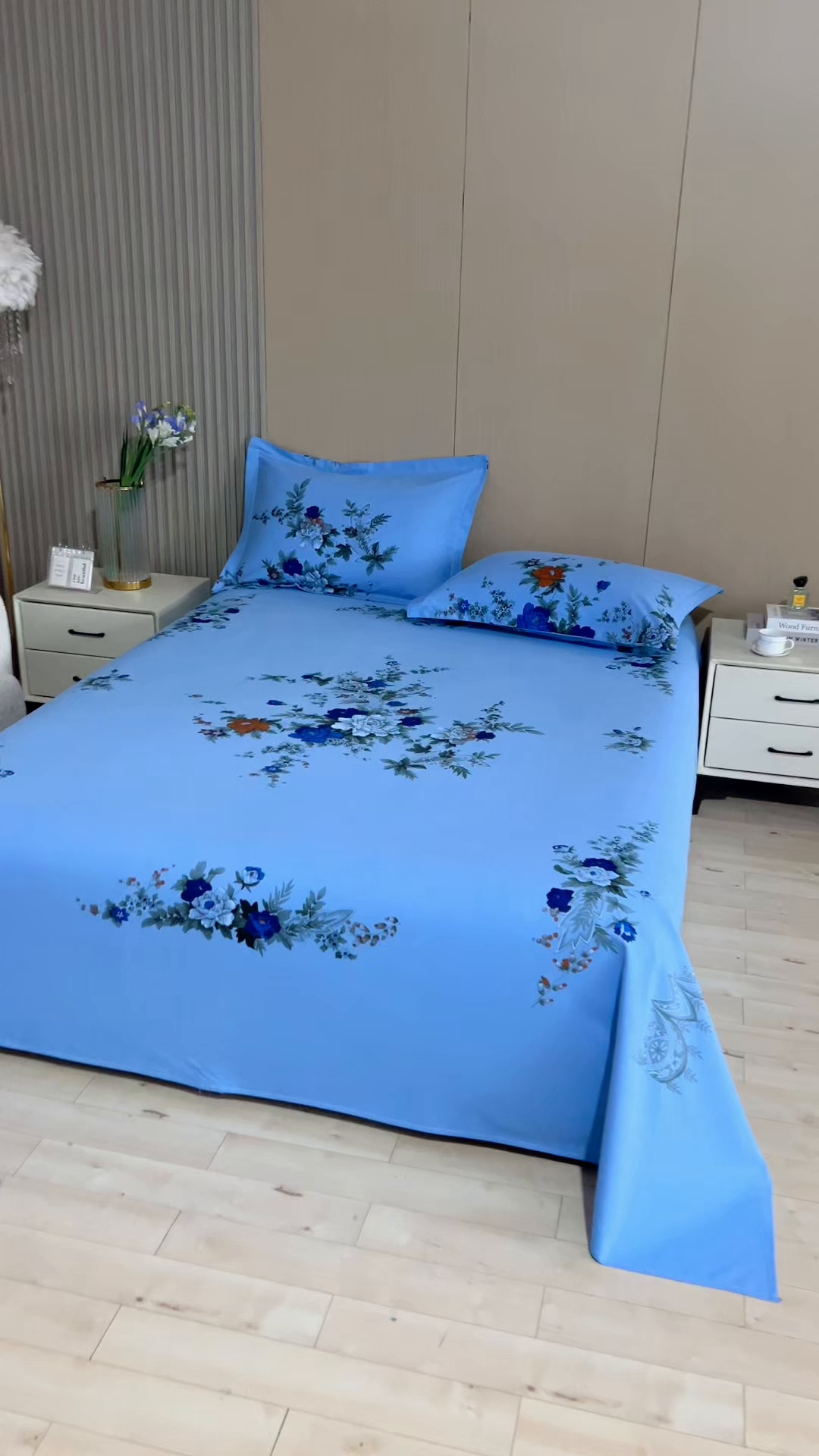 91家纺网 家纺一手货源 找家纺 居美良品 2026新款100%全棉国民老上海纯棉A类老式新疆棉床单 牡丹古韵-蓝色