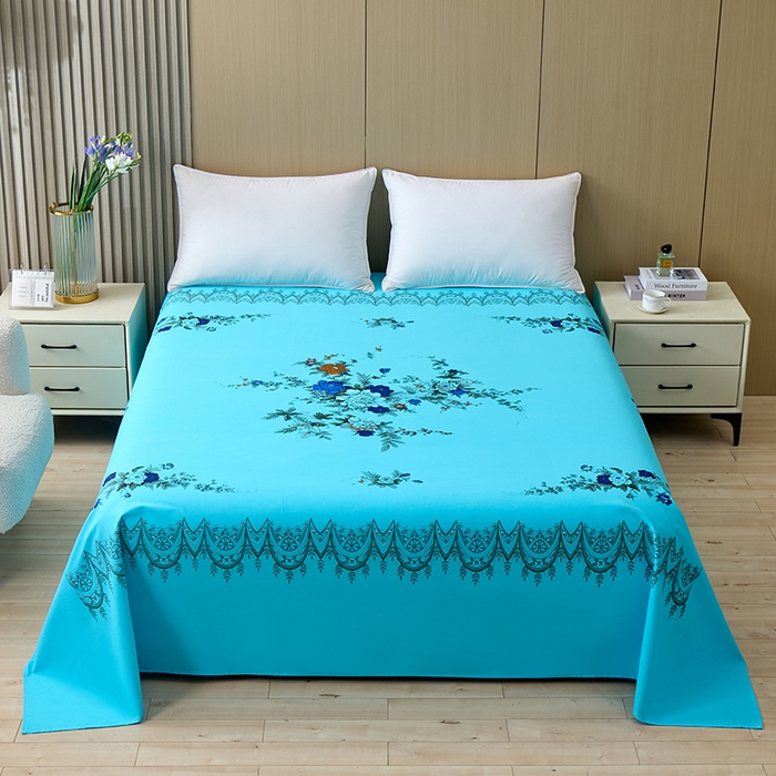 居美良品 2026新款100%全棉国民老上海纯棉A类老式新疆棉床单 牡丹古韵-水绿