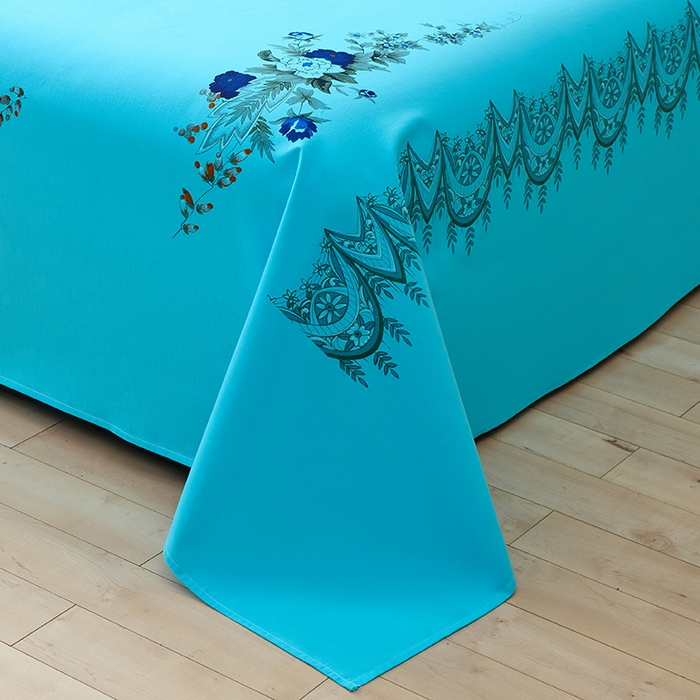 91家纺网 家纺一手货源 找家纺 居美良品 2026新款100%全棉国民老上海纯棉A类老式新疆棉床单 牡丹古韵-水绿