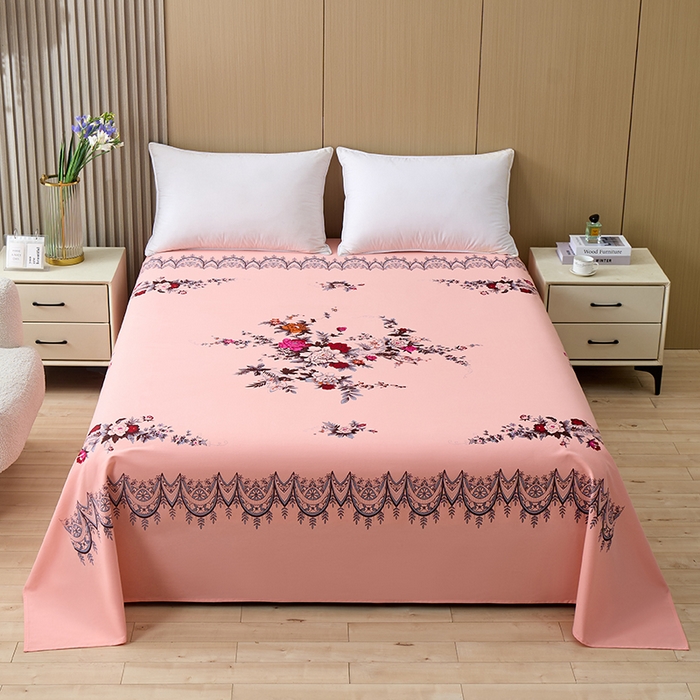 91家纺网 家纺一手货源 找家纺 居美良品 2026新款100%全棉国民老上海纯棉A类老式新疆棉床单 牡丹古韵-玉色